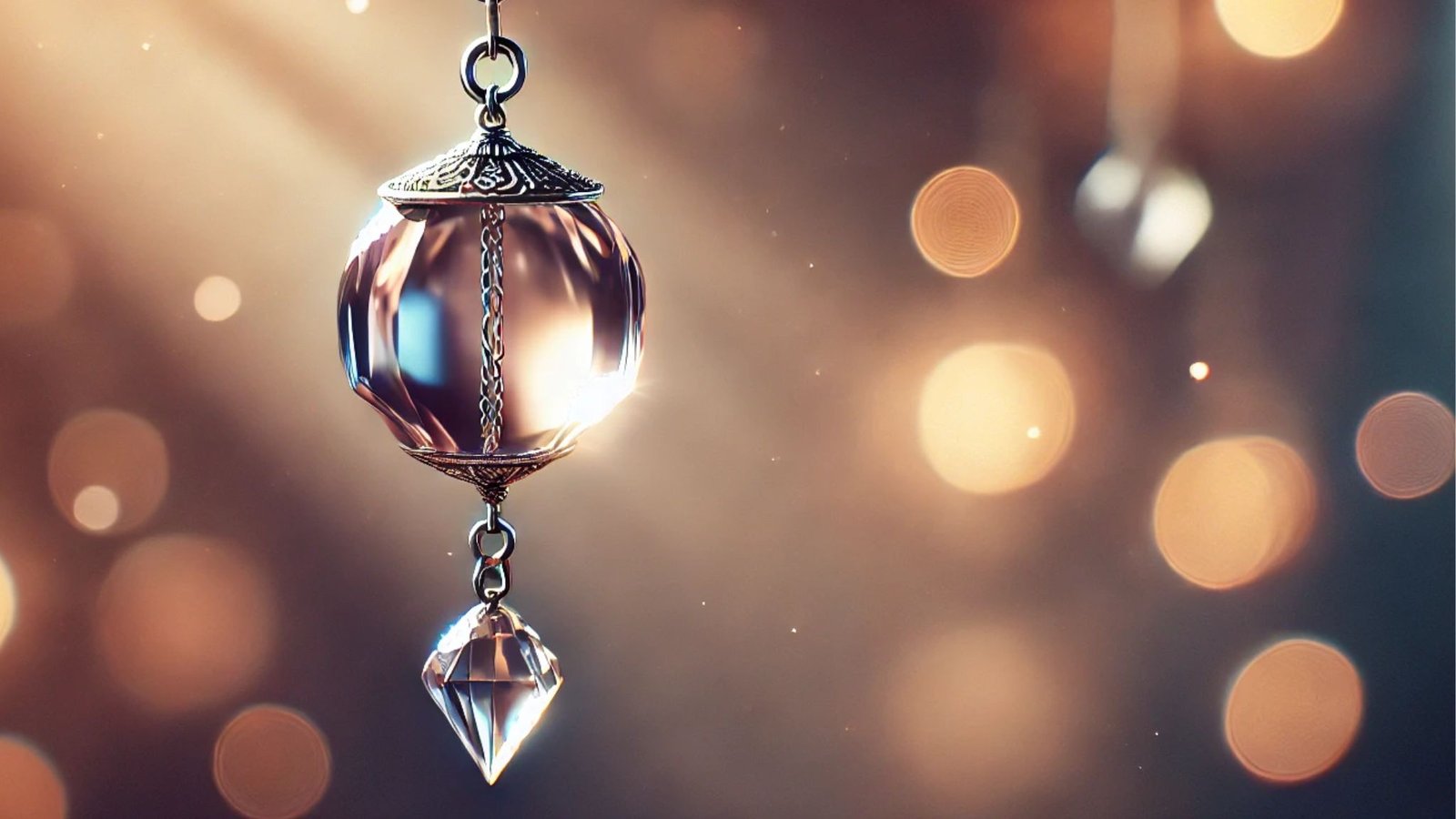 Pendule en verre sur fond éclatant de lumière
