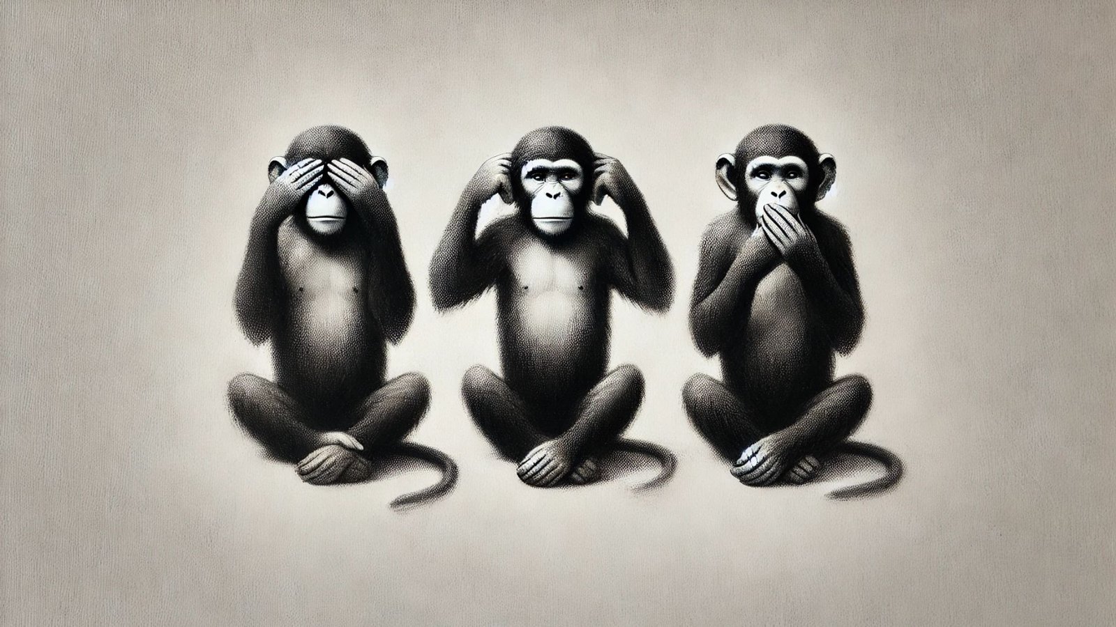 singes de la sagesse dessin au fusain