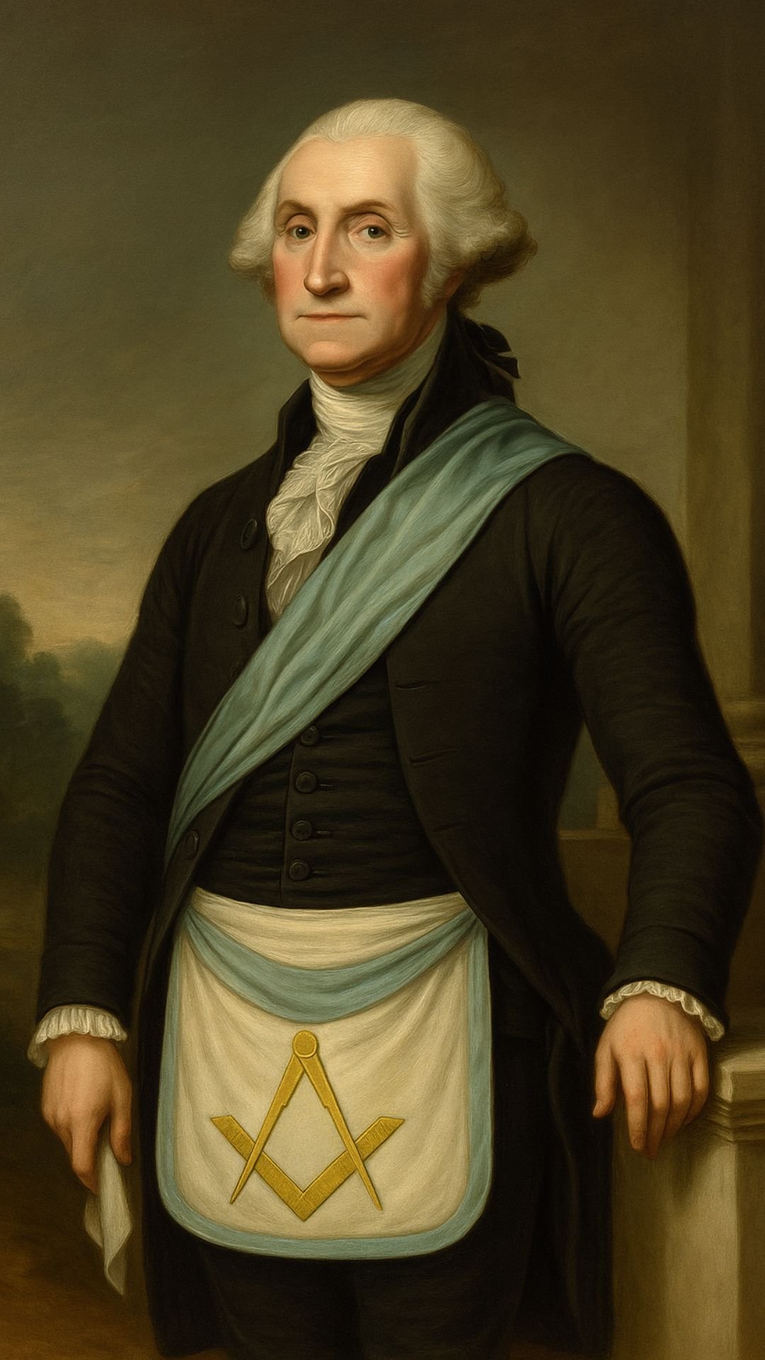 Illustration d’un homme en habit maçonnique avec tablier blanc orné du compas et de l’équerre, symbole de la franc-maçonnerie