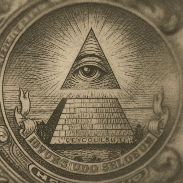 Œil de la Providence entouré de lumière, inscrit dans un triangle symbolique associé à la franc-maçonnerie et aux traditions ésotériques